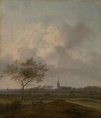 Landscape with church in rijswijck, Anthony Jansz