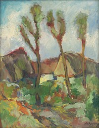 Sketch of a landscape with poplars by Zolo Palugyay