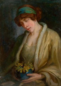 Woman with flowers, Ludovít Pitthordt