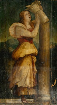 Decorative panel - allegorical figure of a woman with a broken arrow