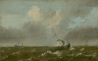 Boats on a stormy sea by Pieter Mulier St