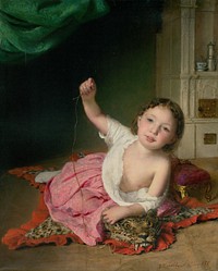 Little girl playing, Johann Baptist Reiter