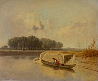 Landscape with a river and a boat in the foreground, Karol Marko the Younger