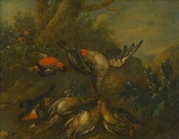 Still life with dead birds by Philip Ferdinand De Hamilton