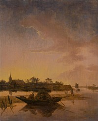 Water landscape with fishermen by Salomon Van Ruysdael