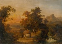 Landscape by the sunset, Domenico Bresolin