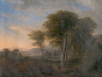 Romantic landscape with a tree in the background