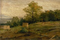 Landscape with cords of wood by Lajos Csordák