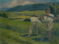 Reaping from the field on st john's day by Jozef Hanula