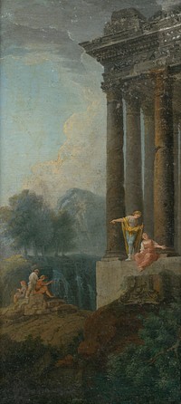 Romantic landscape with antique ruin and staffage, Giovanni Paolo Panini