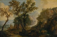 Romantic landscape with background characters