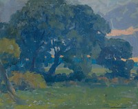 Meadow with a group of trees by Lajos Csordák