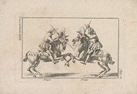 Shield and sword fight on horseback