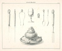 Designs for cutlery and containers (from the cycle gewerbe kunstblatt)