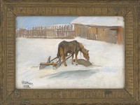 A snowy yard with a pony, Helene Büttner