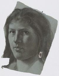 Study of female head with long hair by Milan Thomka Mitrovský