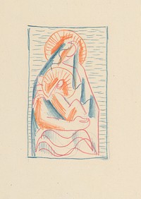 Sketch for madonna and child in her lap by Mikuláš Galanda