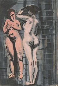 Two female nudes by Cyprián Majerník