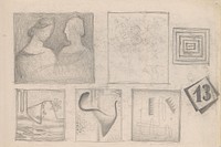 Sketchbook with various studio drawings by Mikuláš Galanda