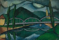 Landscape with a bridge, Schiller Geyser