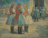 Girls in costume by Elemír Halász-Hradil