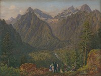 Tatra landscape with figural staffing, Karol Tibély
