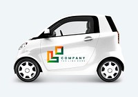 Side view of a white microcar in 3D