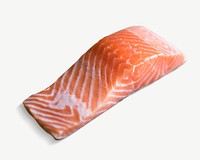 Fresh raw salmon collage element, food isolated image psd