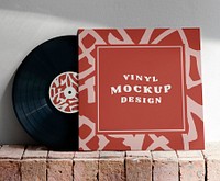 Retro red vinyl cover mockup