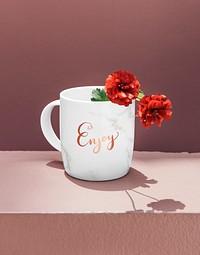 Red peony in a coffee mug mockup