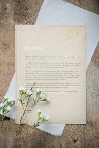 Grunge brown letter mockup with waxflower