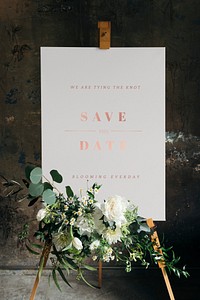 Wedding poster mockup with beautiful white flowers
