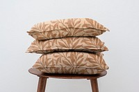 Vintage linen cushion cover mockup psd in abstract pattern living concept