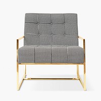 Gingham patterned chair psd mockup with brass frame