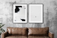 Photo frames mockup, realistic interior psd