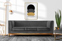 Photo frame mockup, living room interior psd