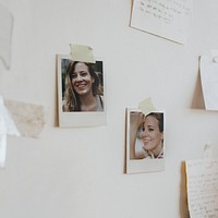 Instant photo frame mockup on a mood board psd