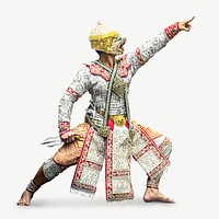 Hanuman Khon dance collage element, isolated image psd