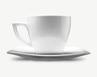 Cup & saucer collage element, isolated image psd