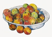  Paul Cezanne’s Plate of Apples, still life painting.  Remixed by rawpixel.