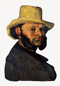  Paul Cezanne&rsquo;s Gustave Boyer in a Straw Hat, post-impressionist portrait painting.   Remixed by rawpixel.