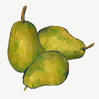 Paul Cezanne&rsquo;s Three Pears clipart, still life painting psd.  Remixed by rawpixel.