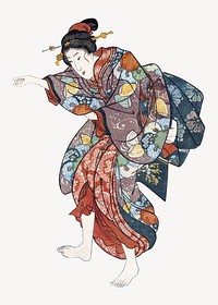Japanese girls by Ide Tama River, ukiyo-e woodblock print by Utagawa Kuniyoshi. Remixed by rawpixel.