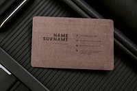 Blank business card mockup template on a center of car console space
