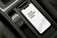 Mobile phone inside a car mockup