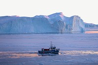 Frozen sea & icebreaker,  border background  psd