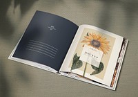 Sunflower on a magazine mockup psd