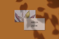 Floral design business card mockup psd