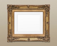 Vintage rectangle gold picture frame mockup illustration