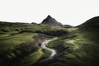 Highland landscape & river, border background   psd